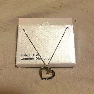 Genuine Diamond Necklace Sterling Silver